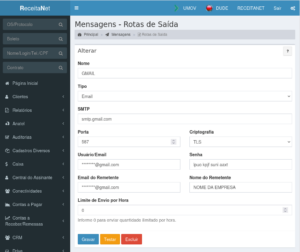 ReceitaNet - Rotas de Saída - Gmail