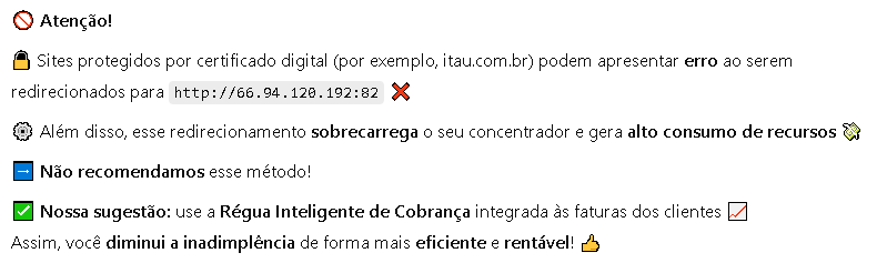 Tela Aviso e Bloqueio