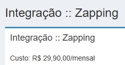 Custo da integração Zapping no ReceitaNet